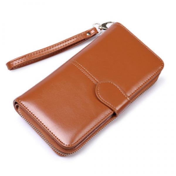 Oil Wax Leather Long Wallet Multi-card Purse