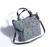 Women Geometric Handbag Hologram Laser Tote Luminous Bag