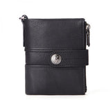 Retro Short Wallet Oil Wax Cowhide Coin Purse Clutch Hasp Open Top
