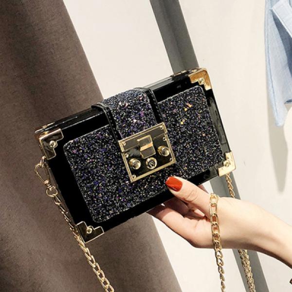 Women's Sequined Small Shoulder Bag with Chain - C001