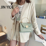 PU Leather Shoulder Messenger Bag Metal Handle Strap Casual Portable Bag
