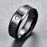 8mm Carbon Fiber Tungsten Steel Mens Ring
