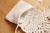 Straw Shoulder Bag Cotton Rope Hollow Woven Tassel Bag