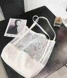 Hollow Beach Bag Mesh Handbag Shopping Tote Portable Canvas