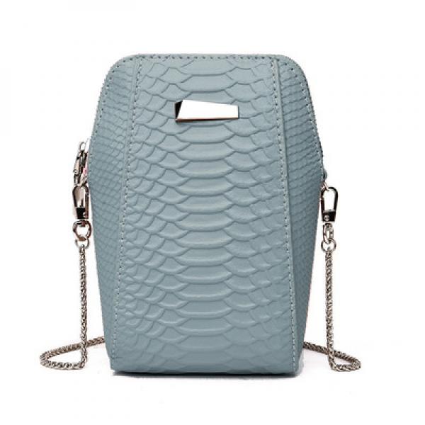 Crocodile Pattern Leather Women Mini Phone Bag Chain Small Shoulder Bag