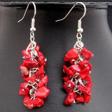 Gemstone Grape Silver Dangle Earrings 2" Long Jewelry Lady Gift