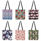 Floral Print Tote Reusable Shopping Bag Portable Shoulder Bag