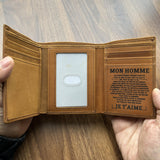 Trifold Leather Wallet for Men Christmas Gift Love From Wife
