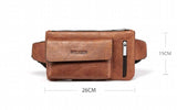 Men's PU Leather Waist Bag Travel Fanny Pack Belt Pouch Cell Phone Sling Bag
