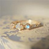 Moonstone Inlaid Ear Bone Clip Open Ring