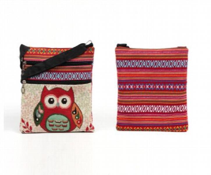 Owl Canvas Single Shoulder Bag, National Style Mobile Phone Bag
