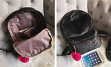 Plush Faux Fur Backpack w/ Heart Pendant - Pink