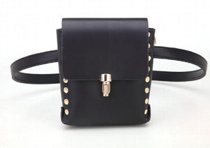 PU Leather Waist Packs Bum Bag Women Rivet Belt Money Pouch