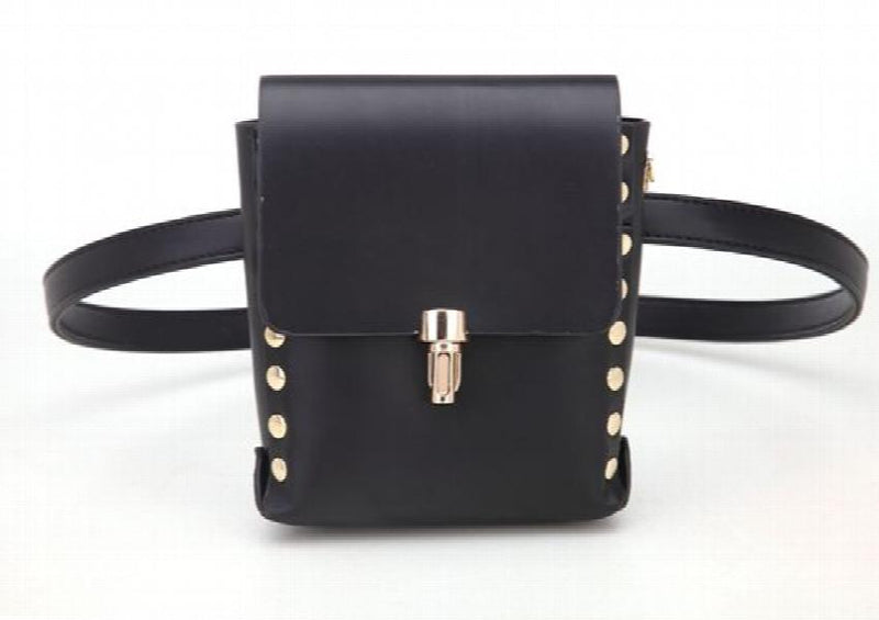 PU Leather Waist Packs Bum Bag Women Rivet Belt Money Pouch