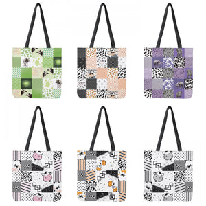 Plaid Cow Print Storage Shopping Bag Retro Casual Bag