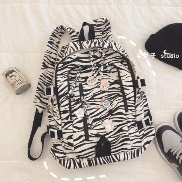 Cow Pattern Canvas Bag Mochila Bolsa Backpack for Women