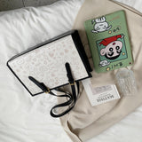 Women's Square Printed Shoulder Bag Vintage PU Leather Tote Casual Handbag
