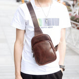 Men's Leather Crossbody Bag Shoulder Chest Messenger Male Bag