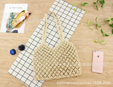 Boho Shoulder Bag with Woven Mesh Rope Tie Buckle