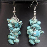 Gemstone Grape Silver Dangle Earrings 2" Long Jewelry Lady Gift