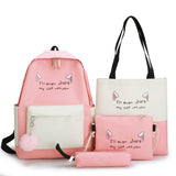 Canvas Backpack Set for Teen Girls Students 4pcs