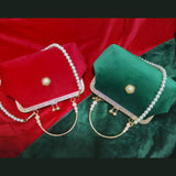 Vintage Women's Handbags Crossbody Bag Bead Diamond Lay Bag Shell Lock Bags