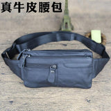 6 inch Men's Leather Waist Bag Mini Phone Pocket Chest Bag
