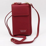 Litchi Pattern Mobile Phone Bag PU Zipper Single-Shoulder Women's Bag