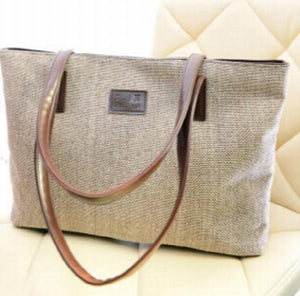 Fresh Wind Canvas Shoulder Bag Large Handbags for Female Students