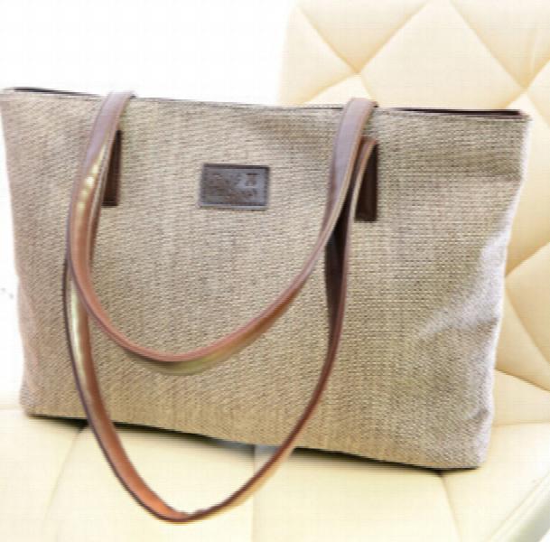 Fresh Wind Canvas Shoulder Bag Large Handbags for Female Students