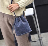 Frosted Tassel Bucket Bag for Autumn & Winter