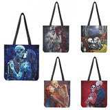 Skull Couple Print Shoulder Bag Women's Shopping Pouch