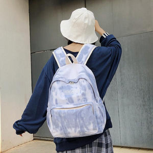 Tie-Dye Canvas Backpack for Women School Girls Travel