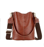 Vintage Crocodile Pattern Crossbody Bag Large Capacity Bucket Bag