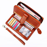 Wax Oil Real Leather Women Wallet Long Clutch Purse Cellphone Bag Coin Wallet