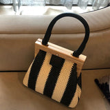 Straw Bag Wooden Clip Women Shoulder Beach Bag Handbags Women Bags