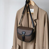 Women's Half Round Saddle Crossbody Bag Retro Shoulder Satchel