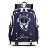 Jesus Cartoon USB Backpack School Bag for Boys and Girls
