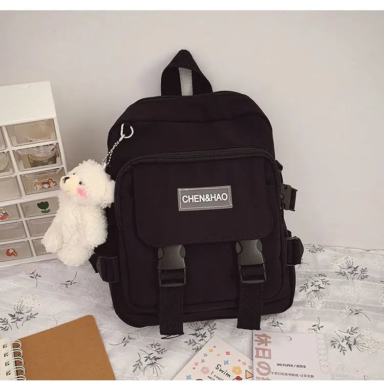 Mini Backpack for Women School Mochila Girl Ring Buckle Bear Women's Backpack