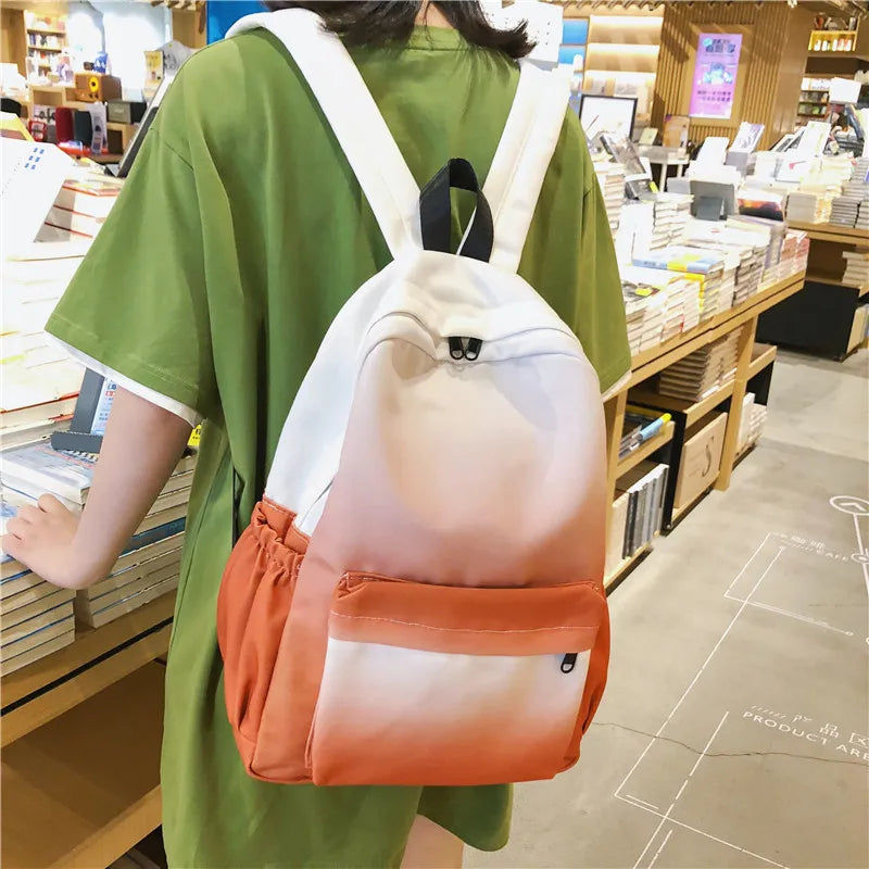 Women Backpack Gradient School Bag for Girls Teenagers Bookbag Casual Travel Bag
