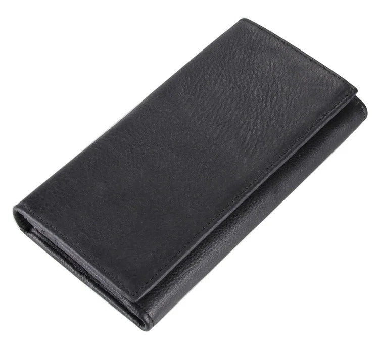 Leather Long Wallet First Layer Cowhide Handbag Clip Wallet