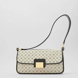 Geometric Print Leather Saddle Bag for Women