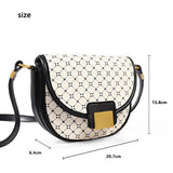 Geometric Print Leather Saddle Bag for Women