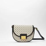 Geometric Print Leather Saddle Bag for Women