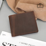 RFID Crazy Horse Leather Horizontal Clip Wallet
