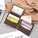 RFID Crazy Horse Leather Horizontal Clip Wallet