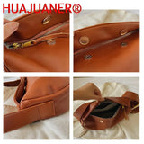 Wide Strap Cowhide Female Messenger Bag