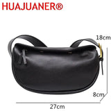 Wide Strap Cowhide Female Messenger Bag