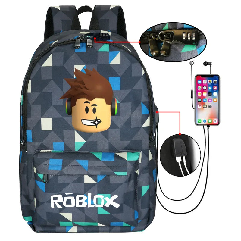Lightning Backpack USB Anti-theft Women Bagpack Canvas Student Backpack