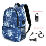 Lightning Backpack USB Anti-theft Women Bagpack Canvas Student Backpack